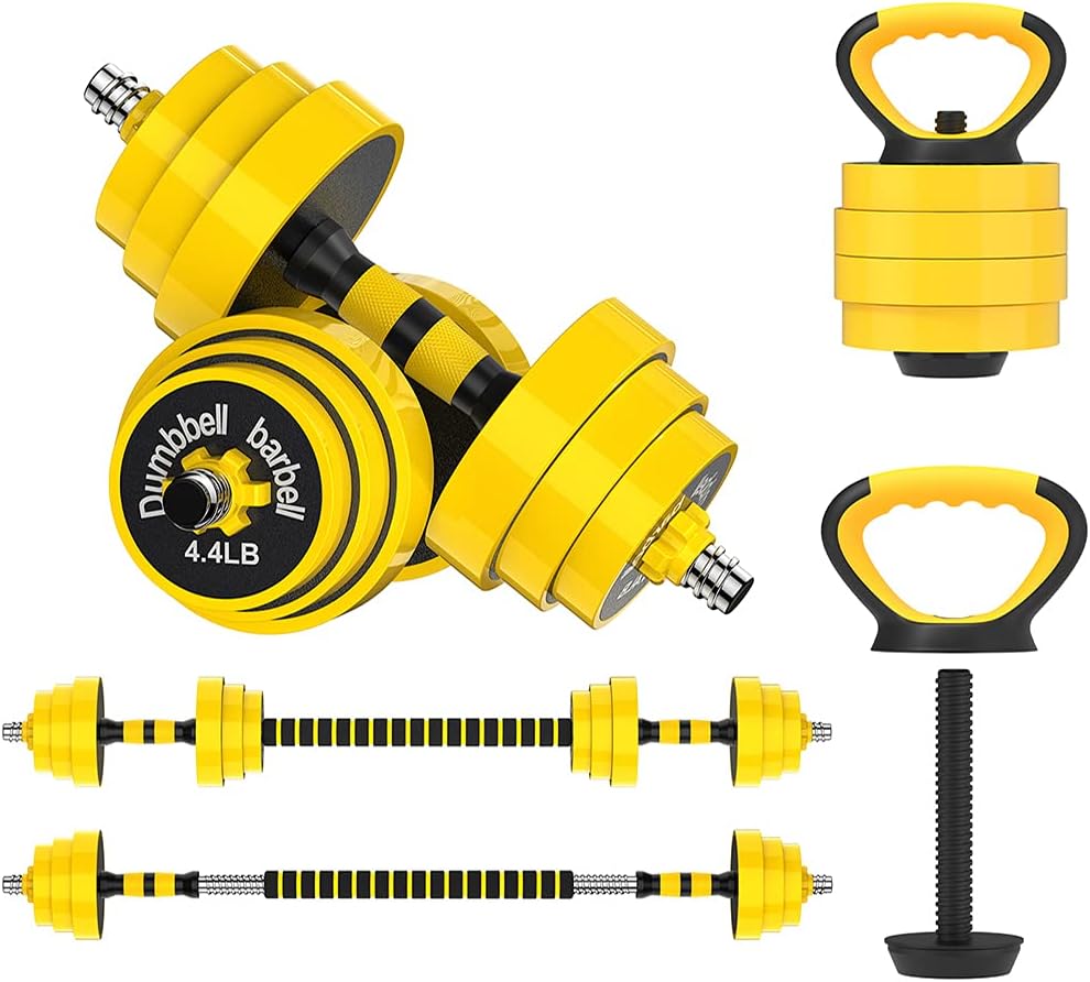 Adjustable 3-in-1 Dumbbell Barbell Kettlebell Set, Non-Slip, Pack of 2 B2503