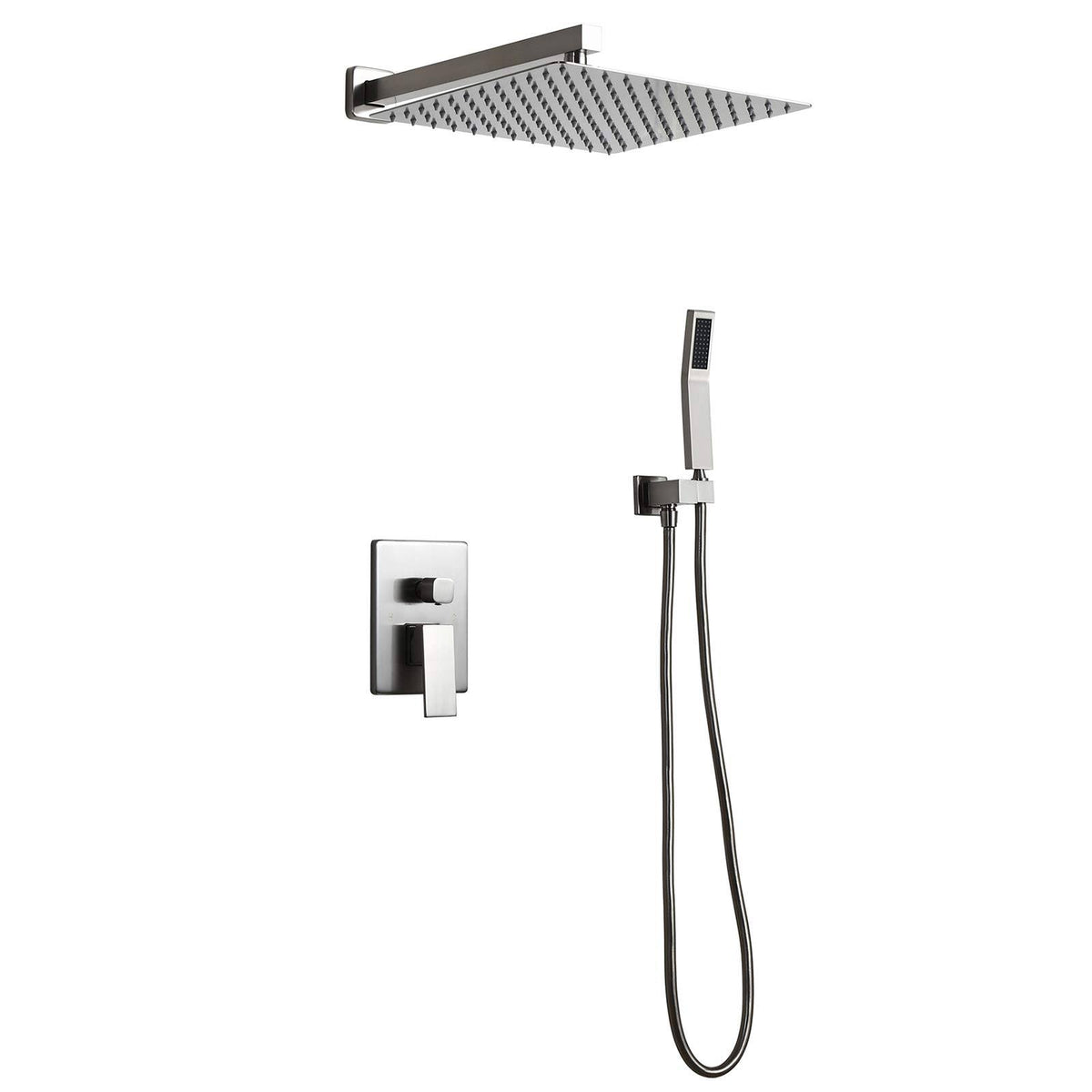 Wall Mounted Rainfall Shower Head Handheld Spray Square Shower Set O129