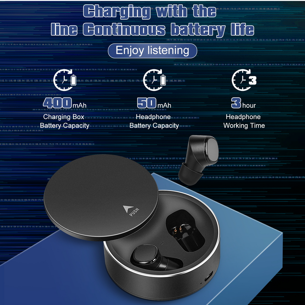 True Wireless Earbuds IPX5 Waterproof Touch Control with Mic - Black S28964