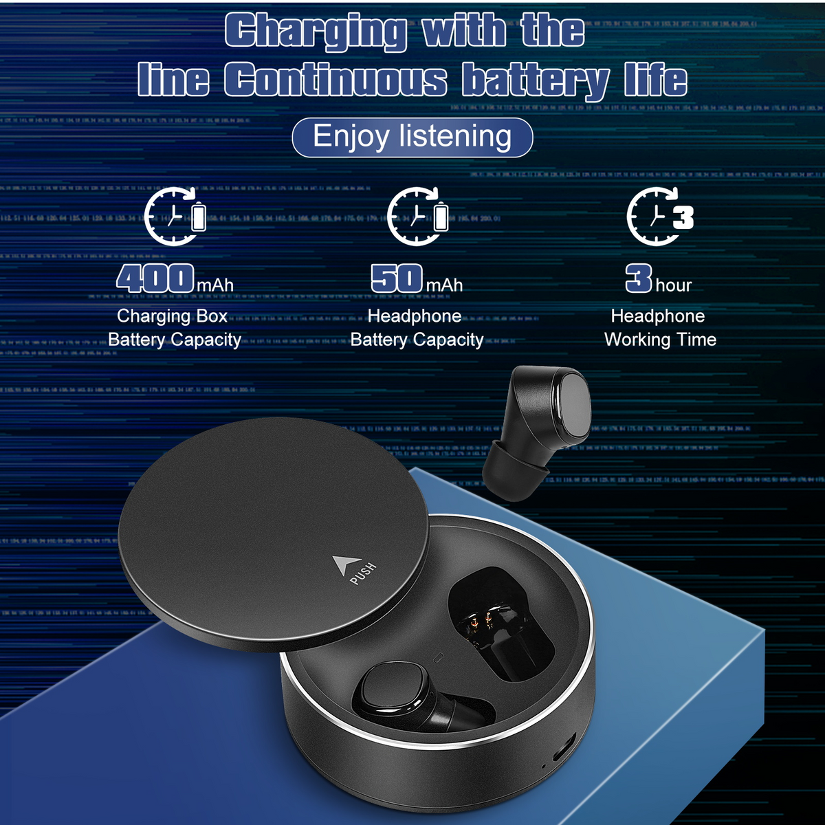 True Wireless Earbuds IPX5 Waterproof Touch Control with Mic - Black S28964