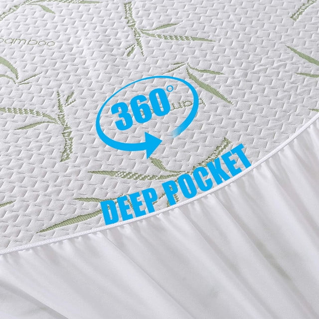 Twin Size Waterproof Bamboo Mattress Protector with Cooling Fabric G3517