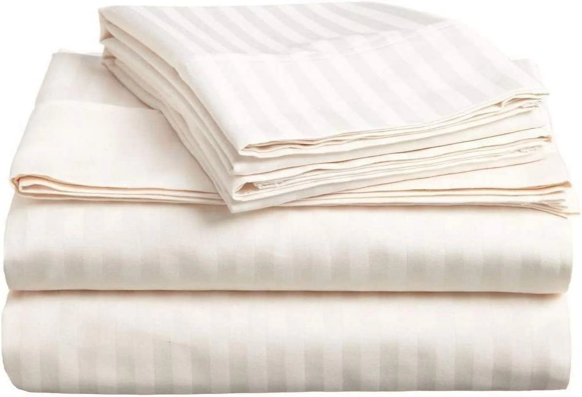 Pure Pima Cotton 4-Piece Bed Sheets Set Queen Size Sateen Weave Ivory U75363