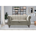 Beige Velvet Rolled Arms Loveseat Z87094