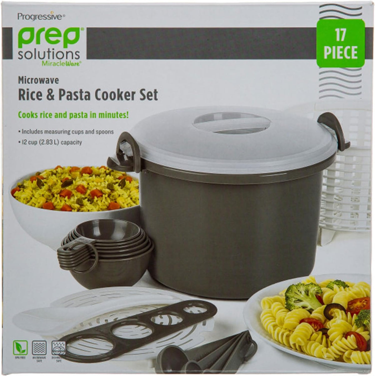 17 Piece Microwaveable Rice And Pasta Cooker With Locking Lid A11014