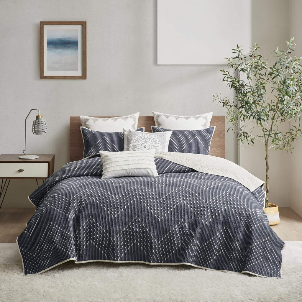 Navy 3 Piece King Coverlet Mini Set U414