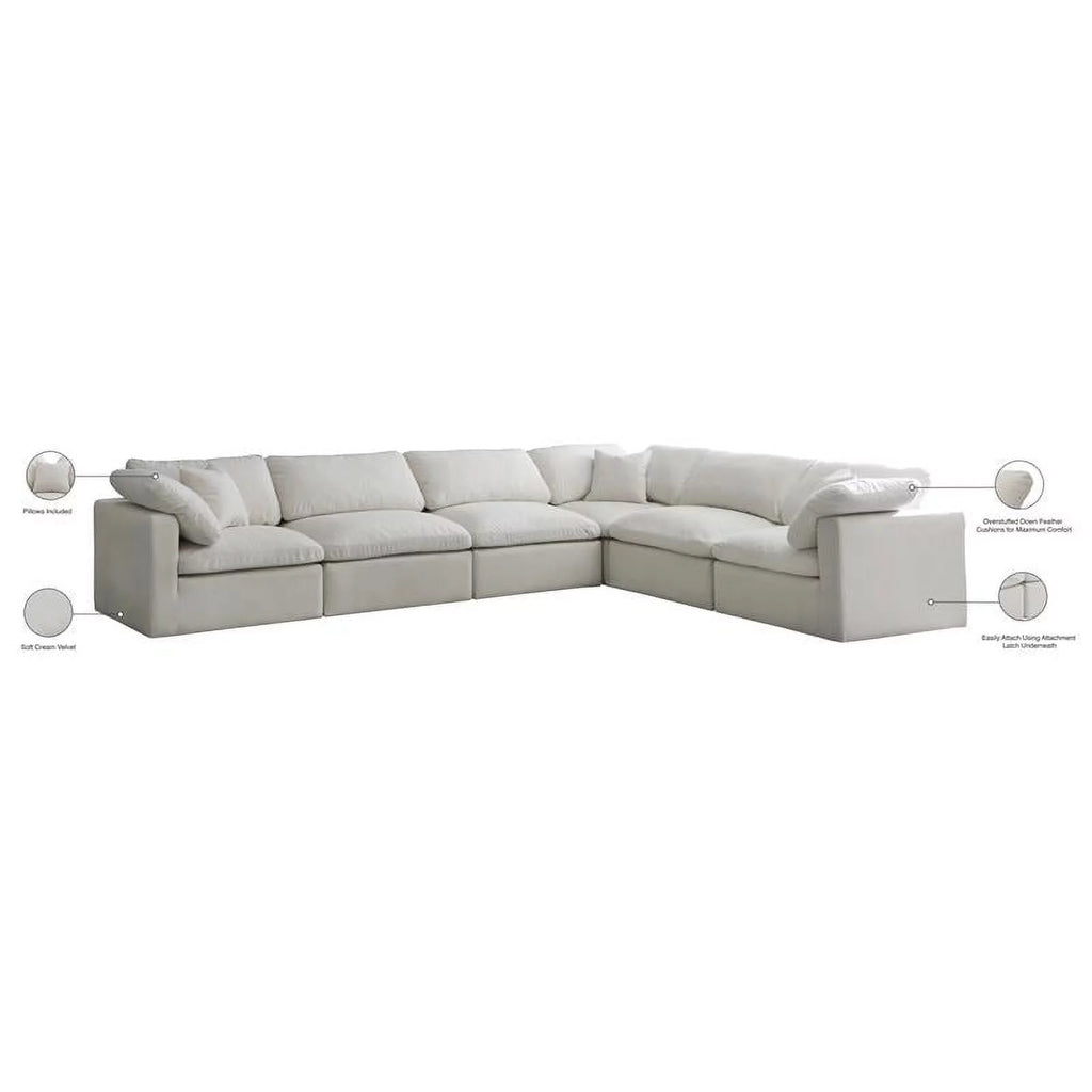 Cream Velvet Modular Sectional H613884