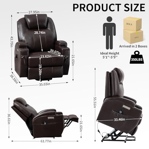 Black Power Lift Recliner Chair with Heat and Massage O349
