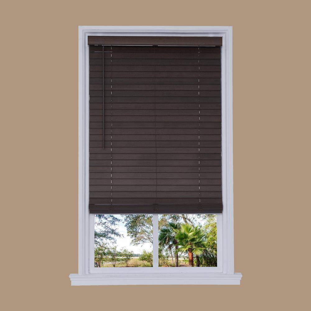 Brown Faux Wood Cordless Room Darkening Blinds Z8948