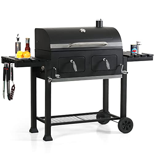 Extra Large Charcoal BBQ Grill with 2 Foldable Side Tables E8110