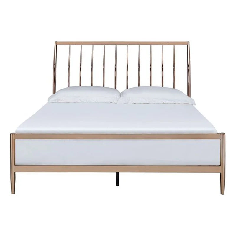 Contemporary Queen Metal Frame Sleigh Bed Z14906