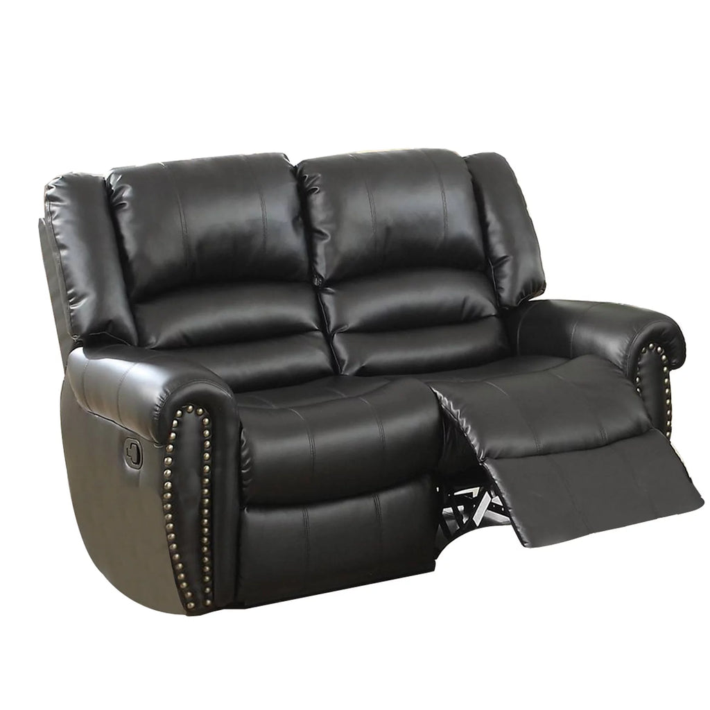 Black Bonded Leather Reclining Love Seat J942