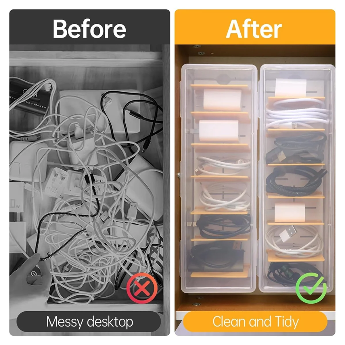 Clear Cable Organizer Box with Lid I982