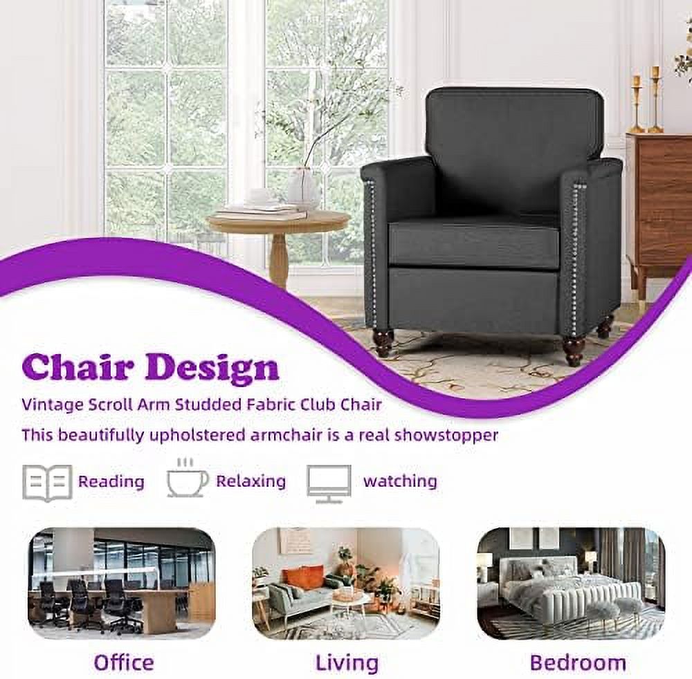 Beige Upholstered Linen Accent Chair Q992499