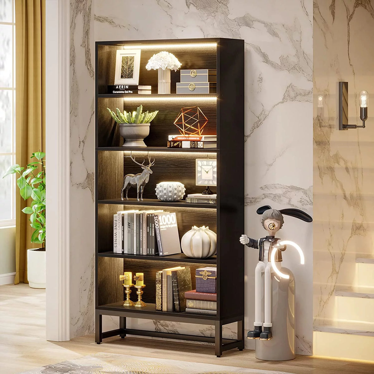 5 Shelf Bookcase with Led Lights P15238