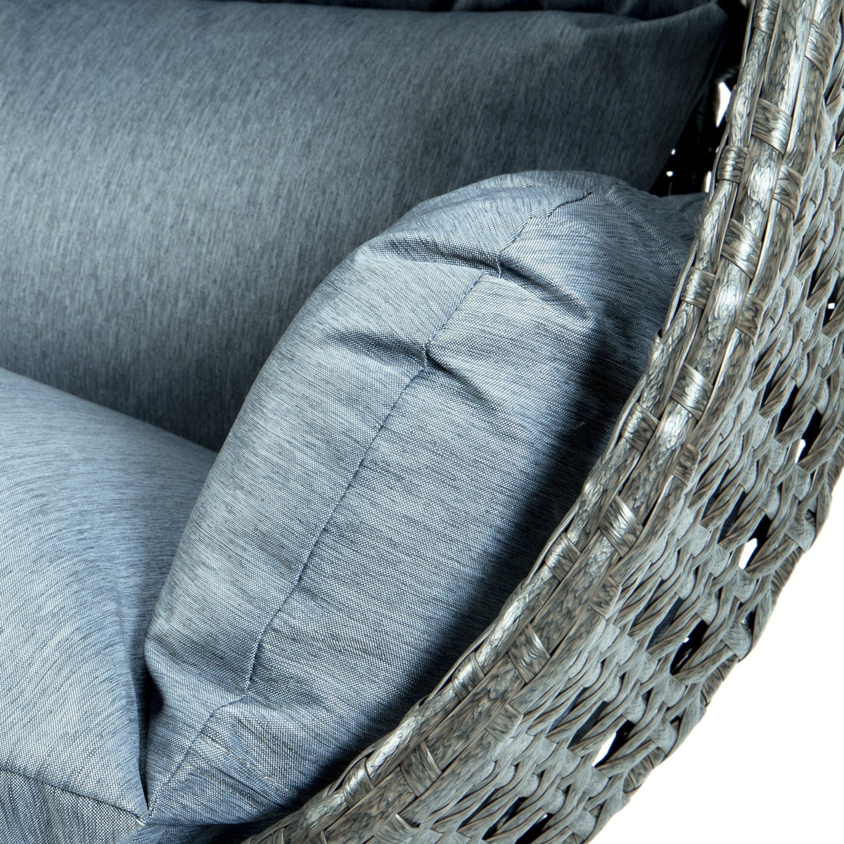 Charcoal Blue Wicker Double Hanging Egg-Shaped Swing Chair K6489