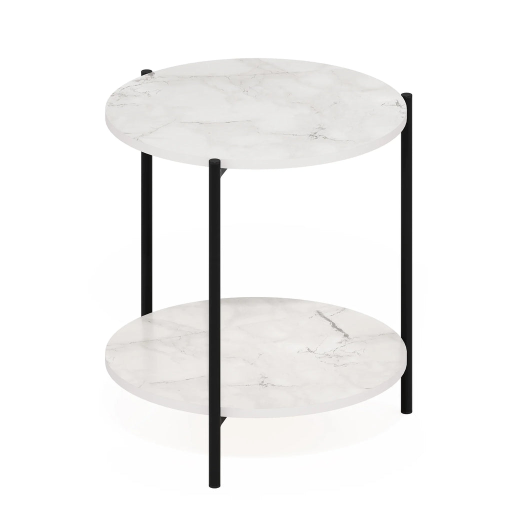 2-Tier Round Side End Table with Metal Legs X4887