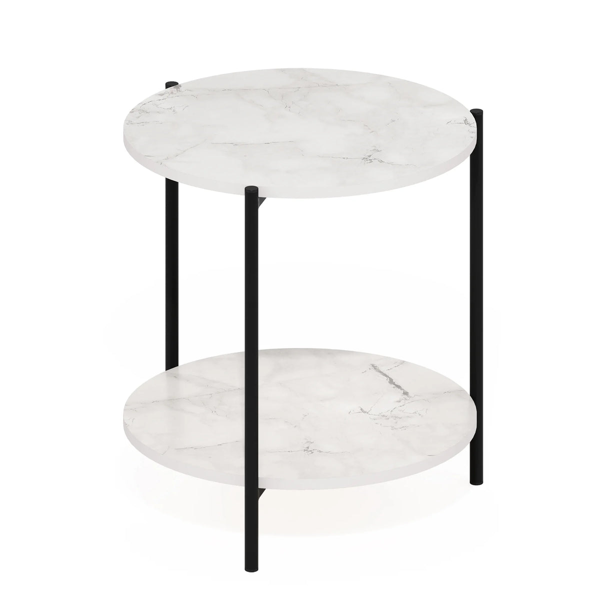 2-Tier Round Side End Table with Metal Legs X4887
