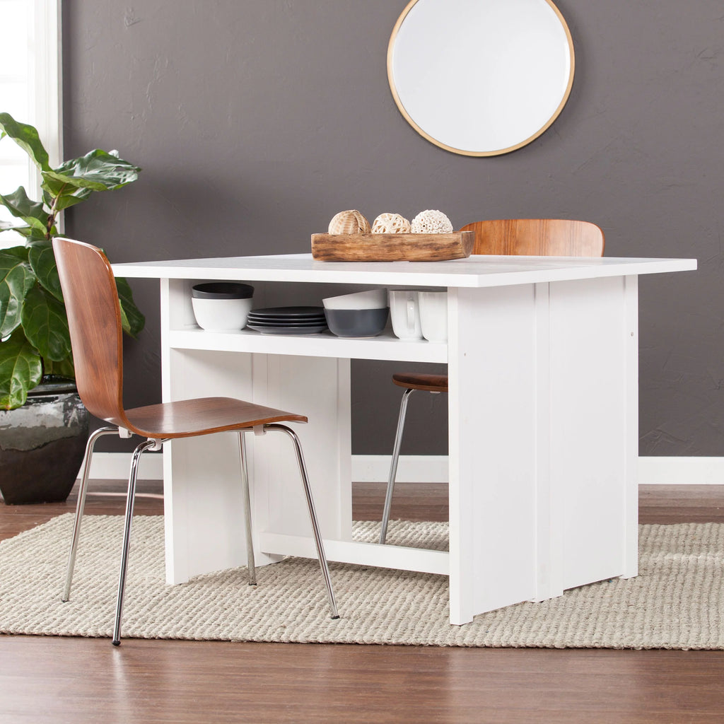 White Wood Console Table to Dining Table J772718