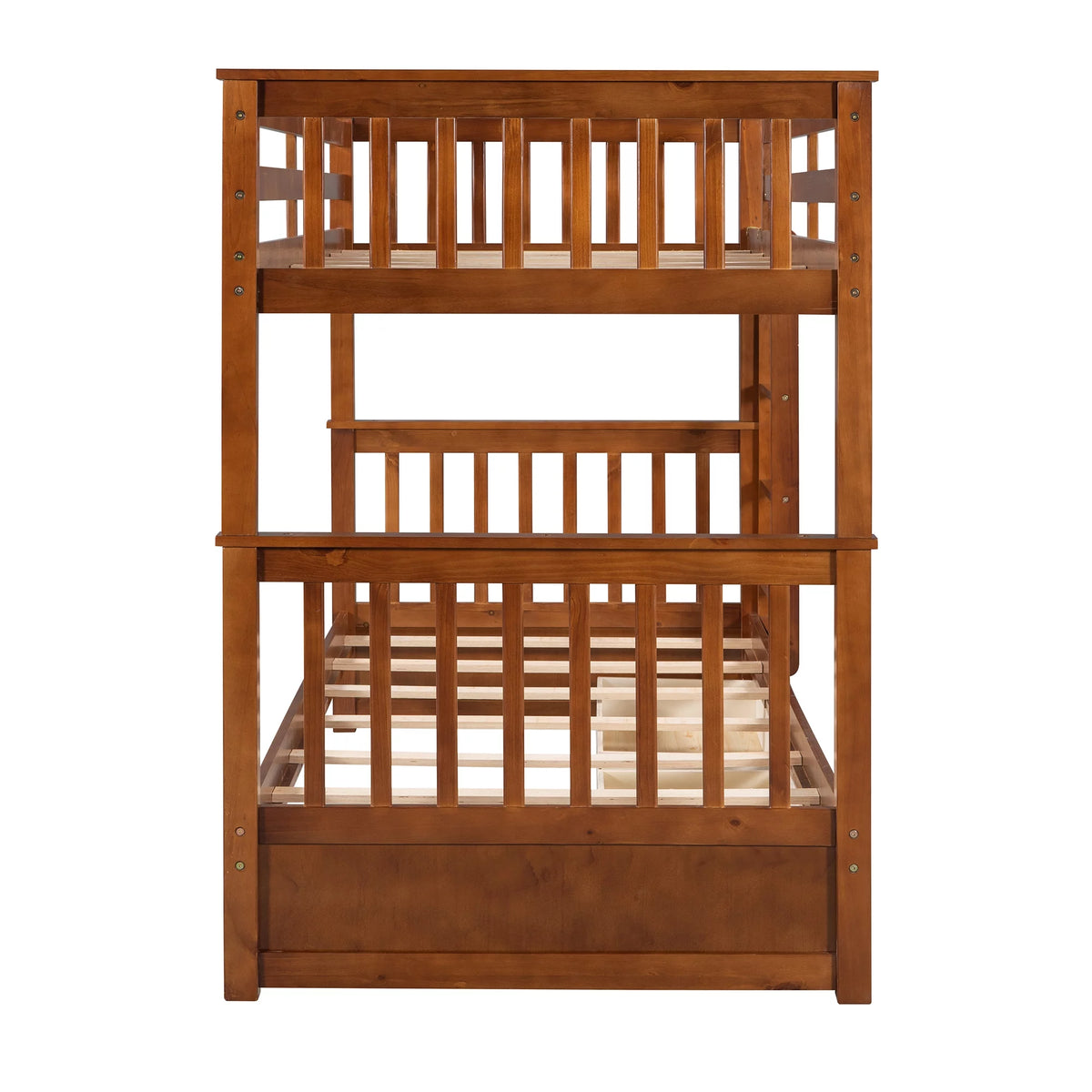 Solid Wood Twin Over Twin Bunk Beds with Storage Drawers T2092