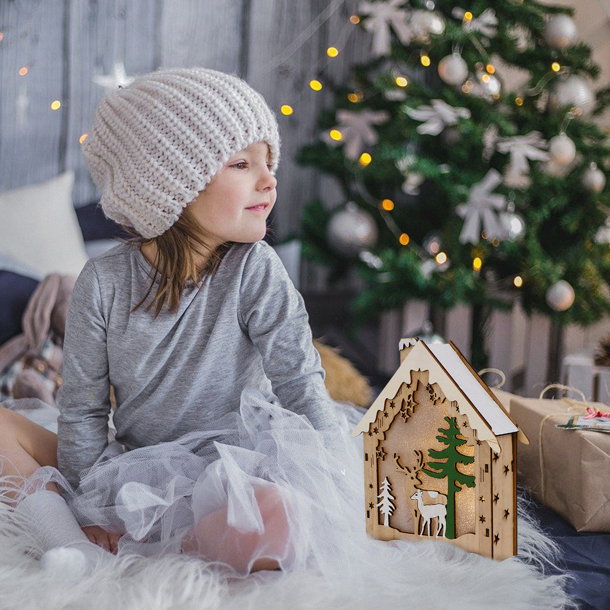 Wooden Mini House Kit with Deer B63396