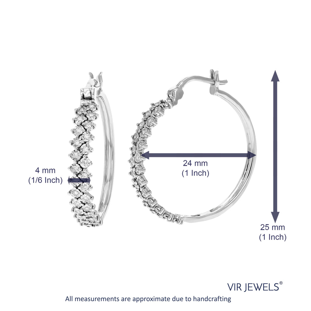 1/5 CTTW Lab Grown Diamond Hoop Earrings 925 Sterling Silver G703388