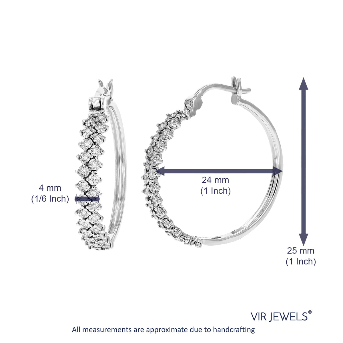 1/5 CTTW Lab Grown Diamond Hoop Earrings 925 Sterling Silver G703388