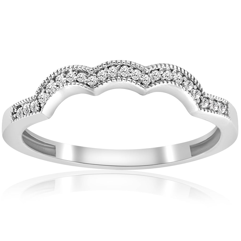 14K White Gold Curved Wedding Ring Y522897