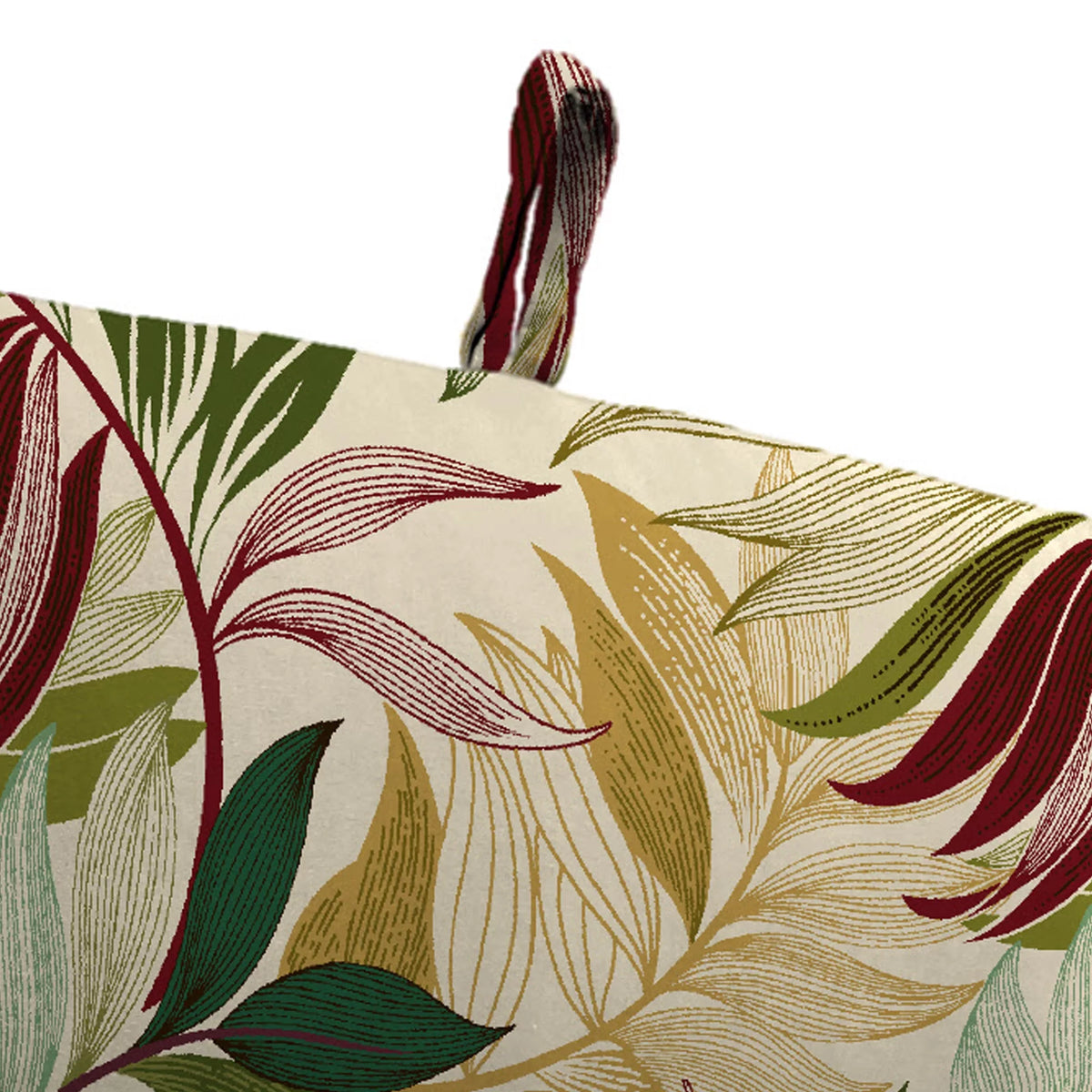 Beige Leaves Rectangular Outdoor Chair Cushion with Ties V64621