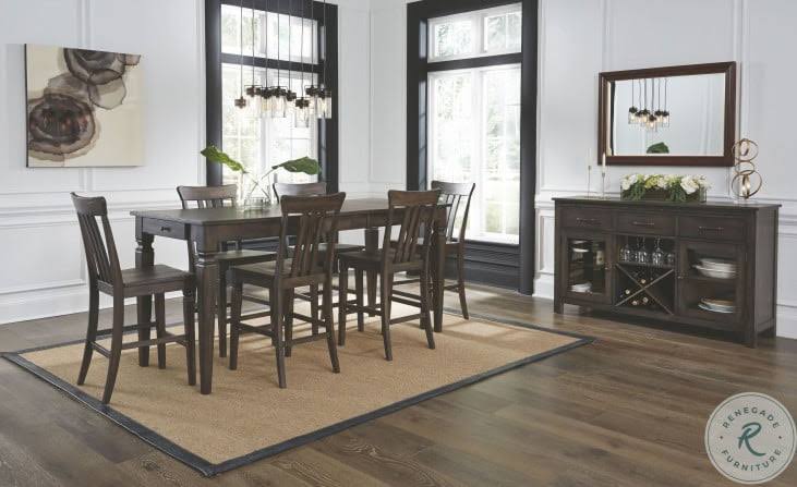 Dark Gray Slatback Counter Height Chair Set of 2 H687