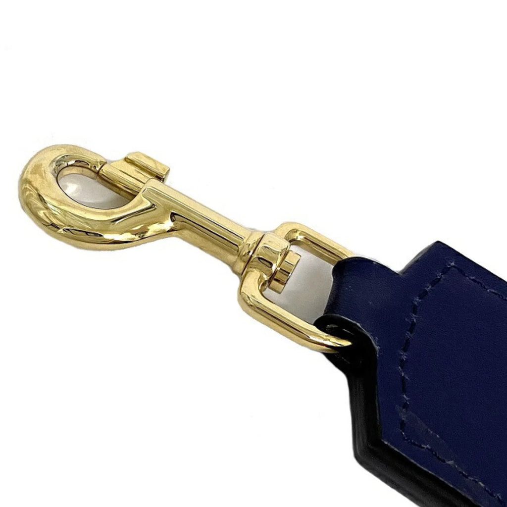 Blue Navy Gold Leather Shoulder Strap E789