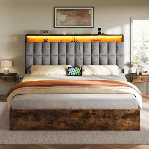 Black Queen Size PU Leather Upholstered Storage Platform Bed Y47740