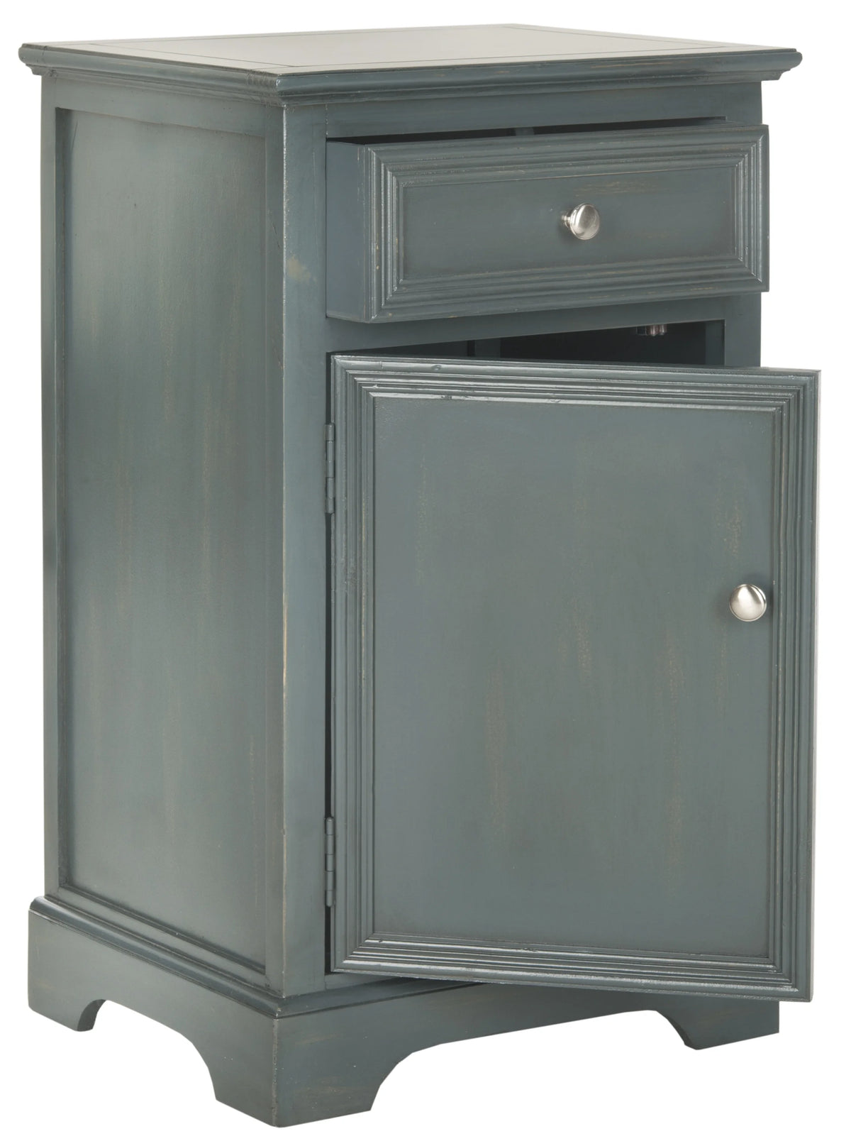 Steel Teal Nightstand with Storage Drawer and Cabinet N41965