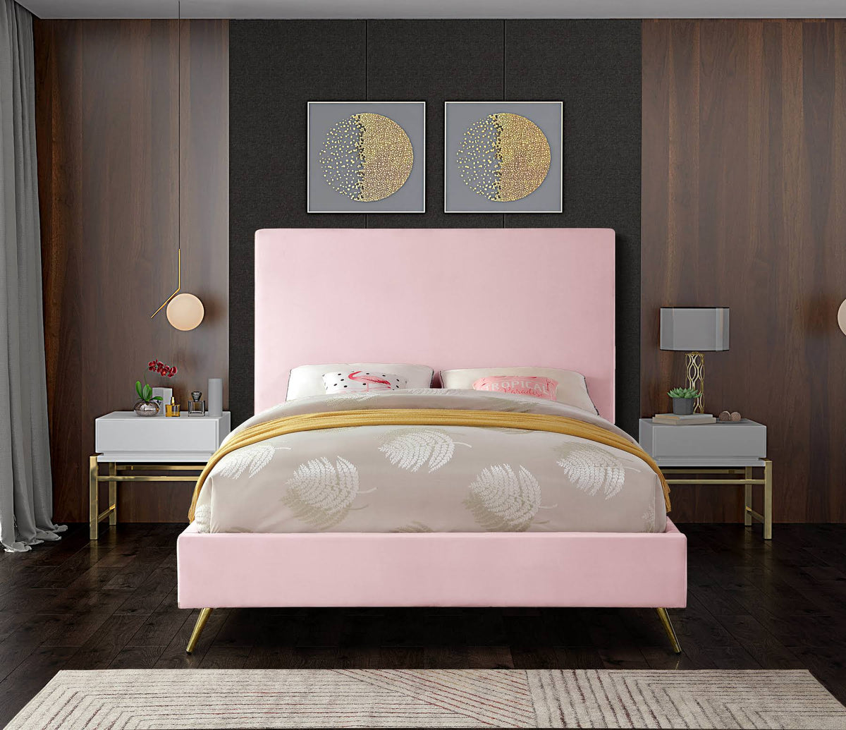 Pink Velvet Full Bed N563