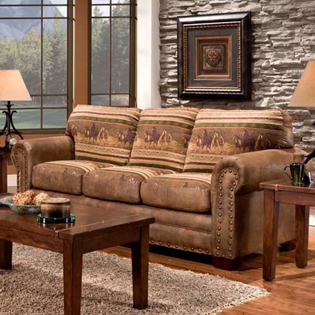 Microfiber Wild Horses Sofa in Brown Z314666