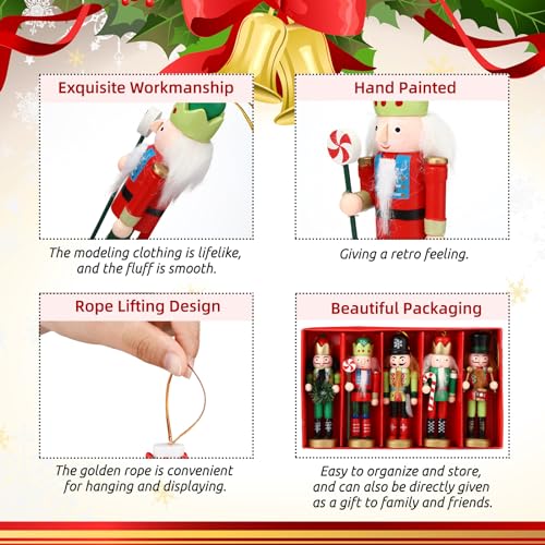 10 Pcs Wooden Nutcracker Ornaments 5 Inch W655034