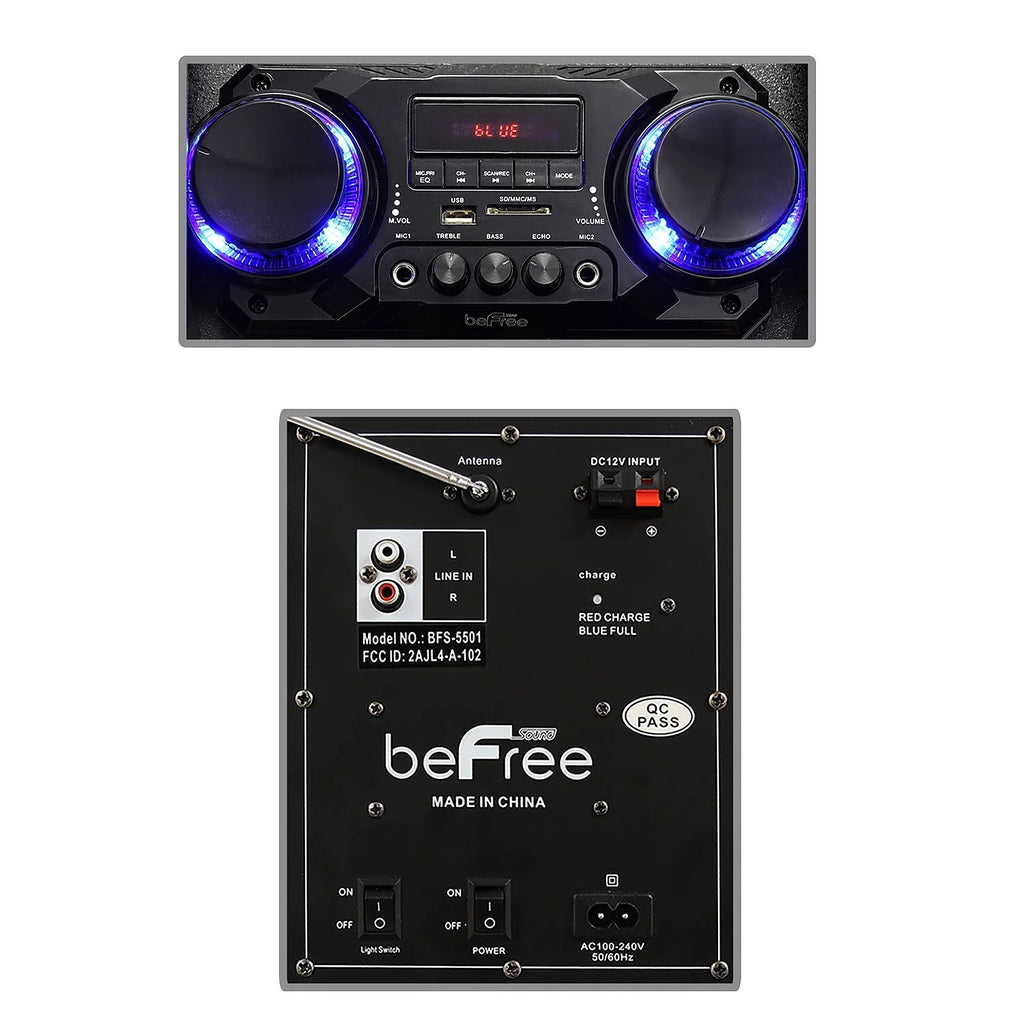 Double 10" Bluetooth Portable Party Speaker with Reactive Lights M163210