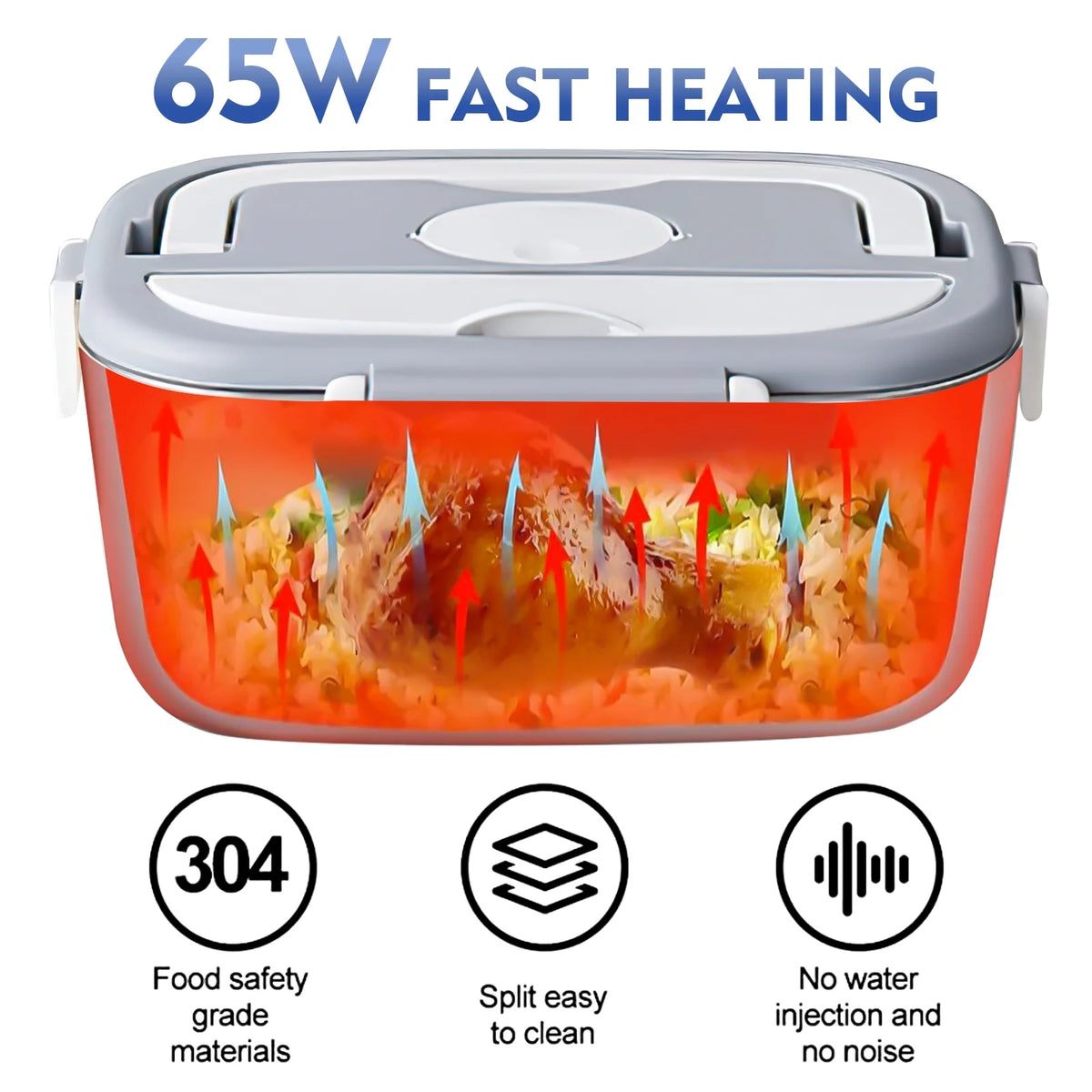 White 3-In-1 Portable Electric Lunch Box with 304 Stainless Steel Container L537