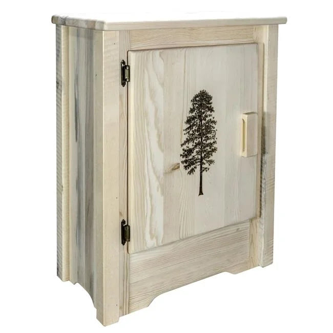 Accent Cabinet with Laser Engraved Pine Design Y5479