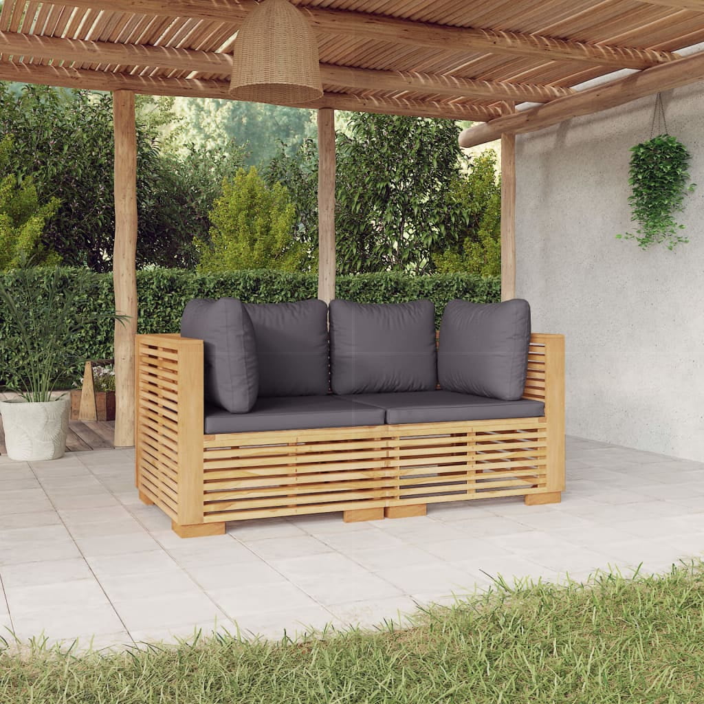 Solid Wood Teak Patio Corner Sofas with Cushions 2 pcs C674