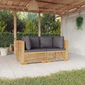 Solid Wood Teak Patio Corner Sofas with Cushions 2 pcs C674