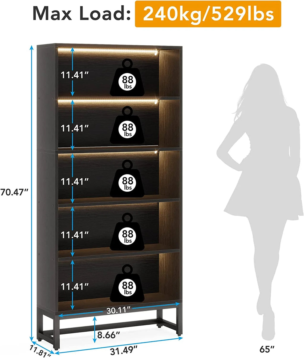 5 Shelf Bookcase with Led Lights P15238