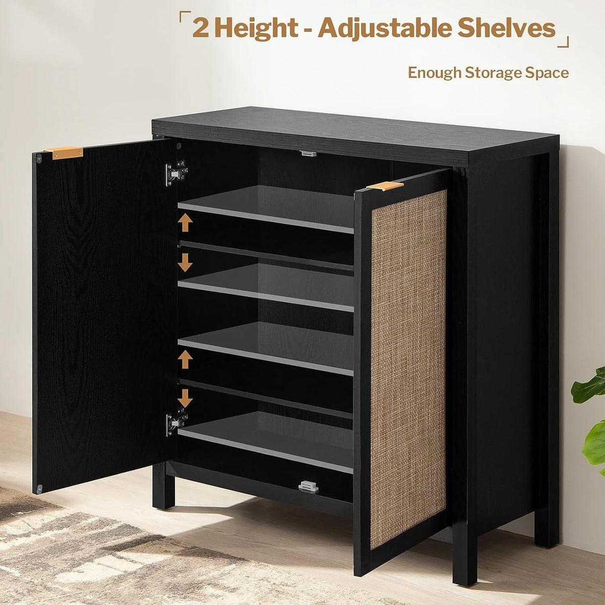 Set of 2 Rattan Cabinet with Doors O695