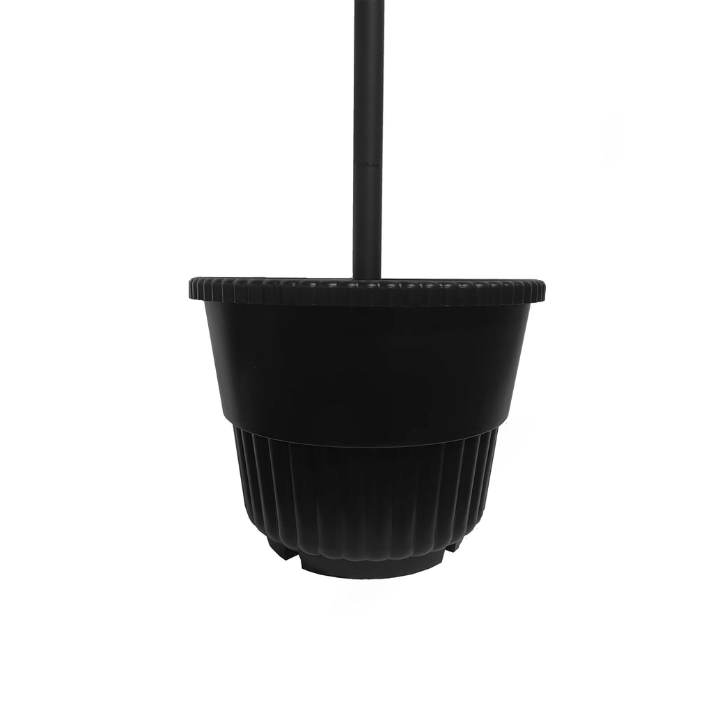 Black Triple Head Solar Lamp and Post Set with Round Planter B712
