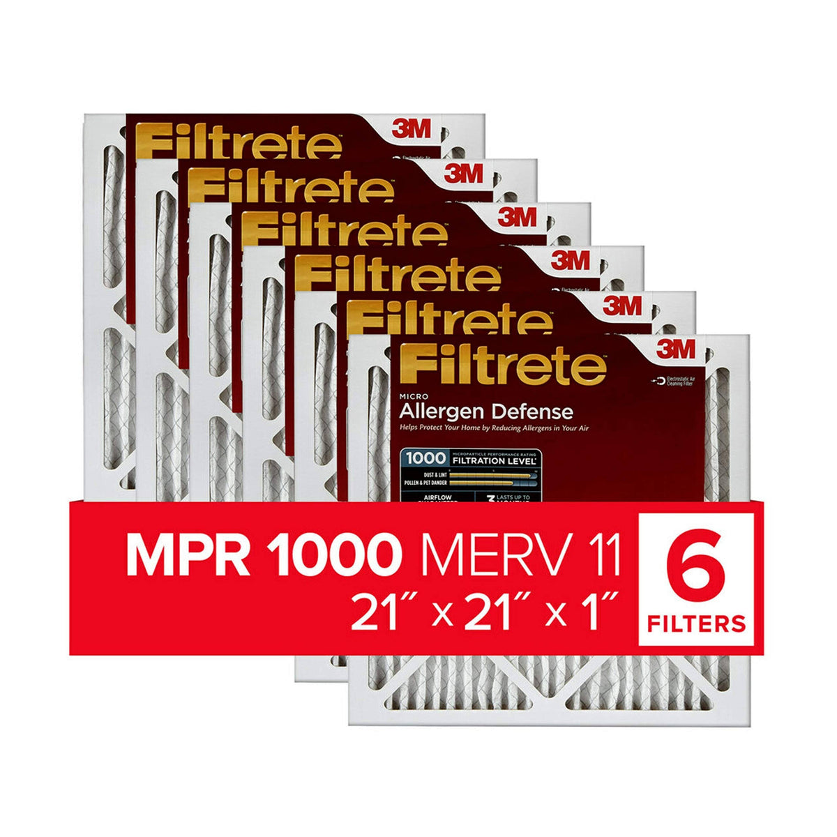 21x21x1 Air Filter 6-Pack W168