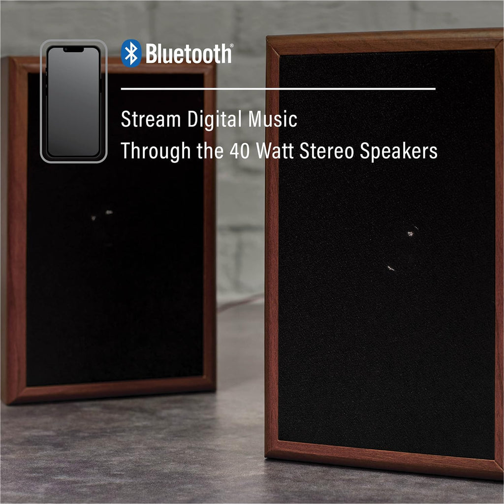 Walnut Turntable System with Bluetooth, CD, AM/FM and Speakers L467123