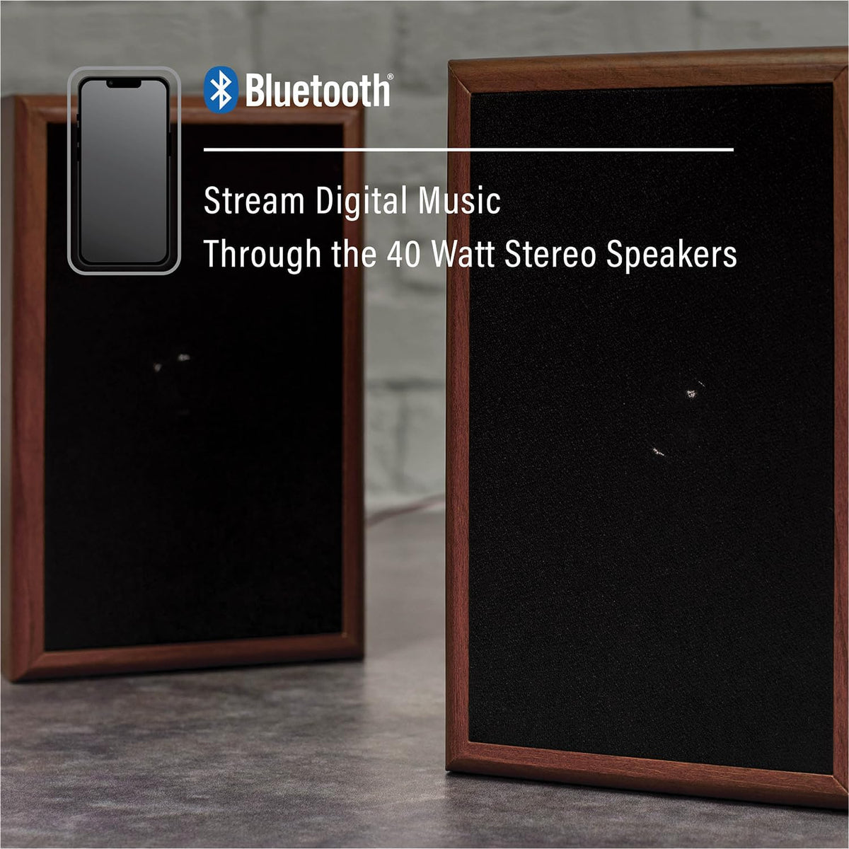 Walnut Turntable System with Bluetooth, CD, AM/FM and Speakers L467123
