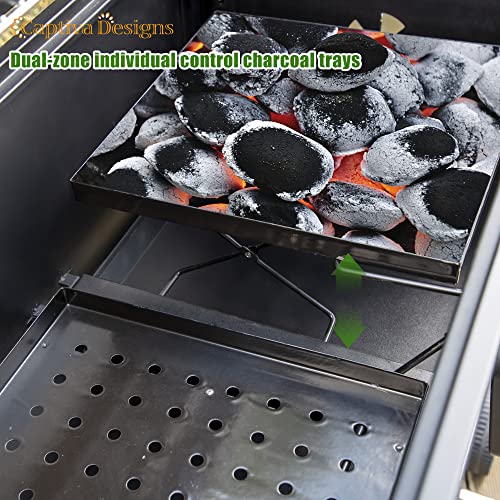 Extra Large Charcoal BBQ Grill with 2 Foldable Side Tables E8110