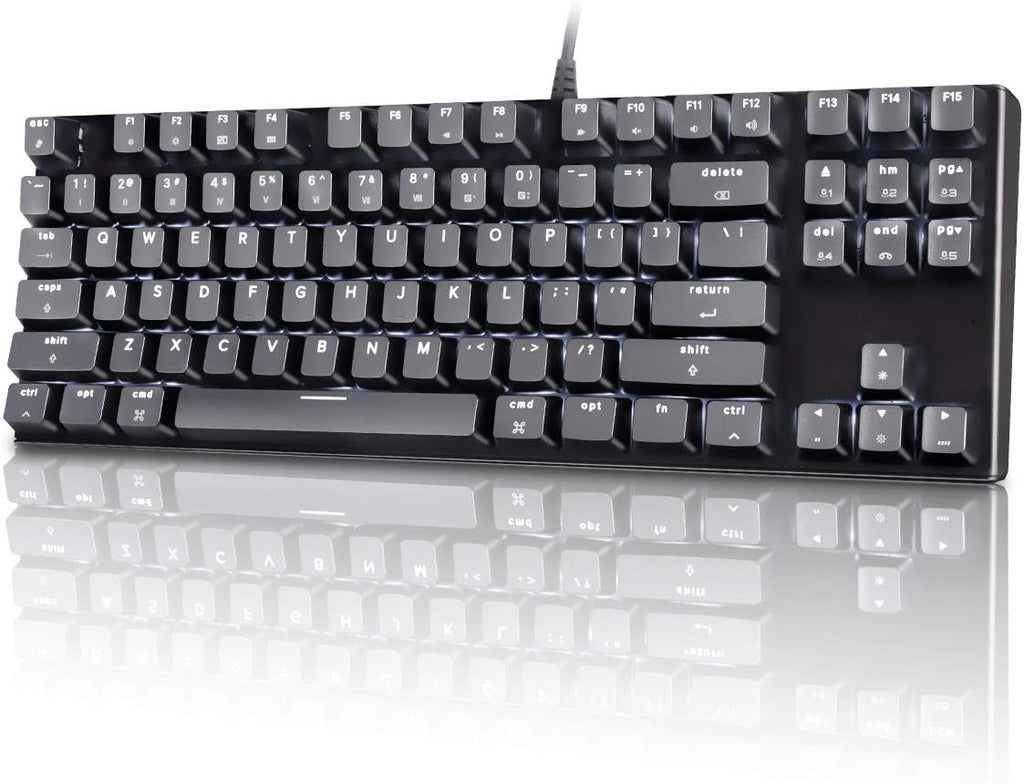 87 Key Tenkeyless Wireless Mechanical Keyboard with Brown Switches and White LED Backlit T273272