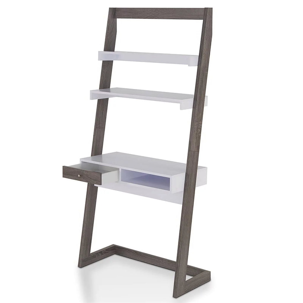 Distressed Gray Wood Writing Desk with Shelves M440078