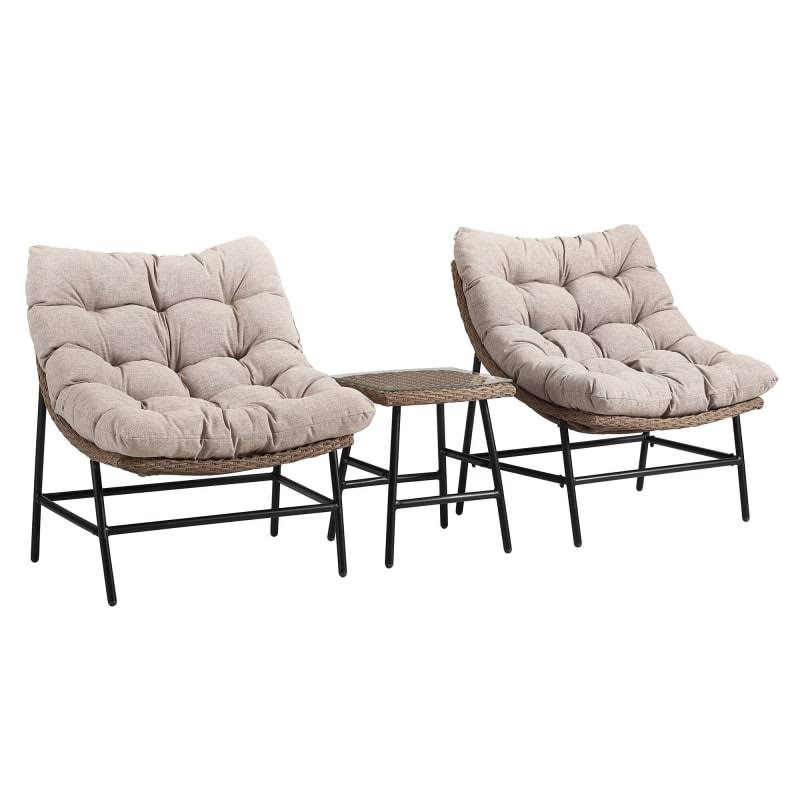 3 Piece Metal Framed Conversation Set, Beige J48061
